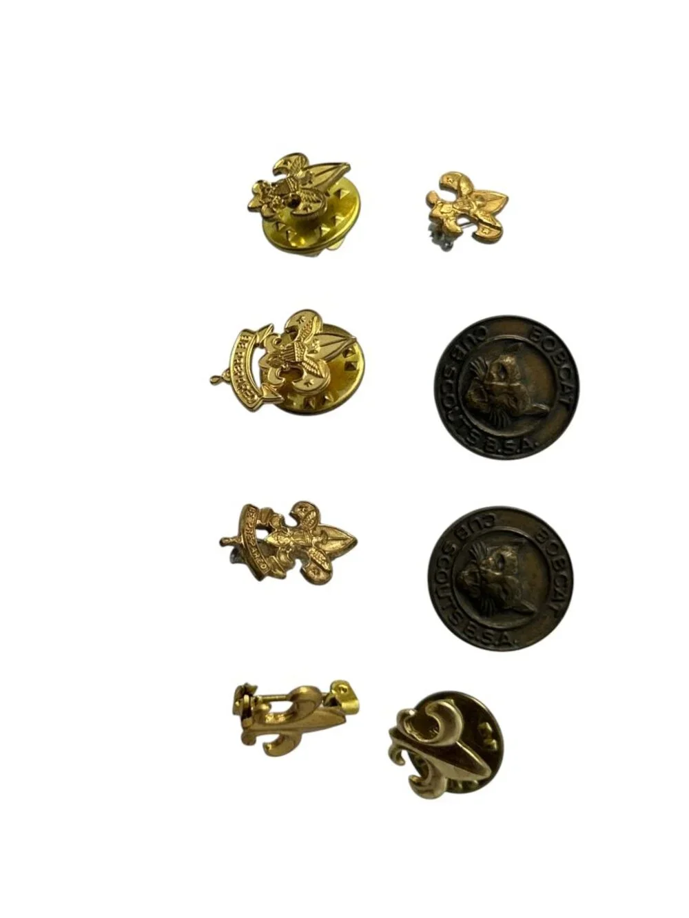 Lot of 8 Boy Scout BSA Wolf Bear Small Lapel Pins Fleur de Lis Be Prepared